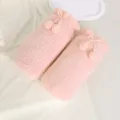 Winter warm knitted oversleeves, plush soft cuffs, anti-dirty office sleeves pink long - Long Pom-Pom Style / Pink