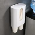Wall-mounted disposable paper cup dispenser, dual tube holder with clear window for home and office. - Double Tube Cup Dispenser / White