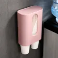 Pink Wall-Mounted Disposable Paper Cup Dispenser Double Tube Automatic Cup Holder Storage - Double Tube Cup Dispenser / Pink