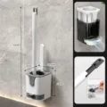 Wall-mounted toilet brush set with drainage holder, deep cleaning bathroom tool, white. - With Gap Brush/Bottom Drainage Box / White