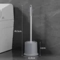 Long handle toilet brush with sturdy holder grey bathroom cleaning tool compact design - Toilet Brush with Base / Gray