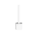 Silicone toilet brush with holder, white wall-mounted bathroom cleaning tool set - Simple White
