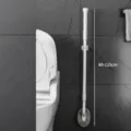 Extendable long handle toilet brush with stiff bristles and punch-free wall mount holder. - Extended Telescopic Style / White