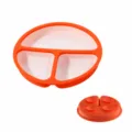 Silicone 3-compartment baby feeding plate with suction base detail view and dual-color design. - Two-Tone Dinner Plate (Red)