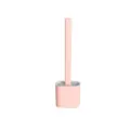Pink Silicone Toilet Brush and Holder Set, Modern Wall Mounted Bathroom Cleaner Tool - Simple Pink