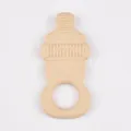 Baby silicone teether soothing toy infant molar stick newborn safe chewing ring beige - Off White