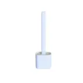 Silicone toilet brush with holder, wall mounted bathroom cleaning tool in light blue. - Simple Blue