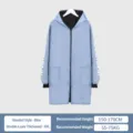 Waterproof velvet-lined hooded long sleeve apron smock for kitchen cooking workwear winter - 2XL / Blue
