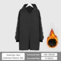 Μαύρο αδιάβροχο fleece επενδεδυμένο παλτό εργασίας με κουκούλα για την κουζίνα μας. - 3XL / Μαύρο