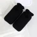 Black knitted long sleeve covers for women and men, warm anti-dirty cuffs for office use. - Long Pom-Pom Style / Black