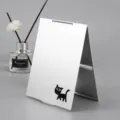 Silberner klappbarer Schminkspiegel mit süßem Katzenmuster, tragbarer Desktop Kosmetikspiegel. - Katzenmuster / Groß 17x13cm / Silber