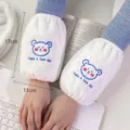 Jolies manchons en peluche pour femmes en hiver, protège-bras chauds anti-saleté pratiques. - Broderie Ours Joues Roses / Version Moyenne / Blanc