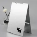 Klappbarer Tisch-Schminkspiegel mit süßem schwarzem Katzenmuster, tragbarer Spiegel 20x14cm - Katzenmuster / Sehr Groß 20x14cm / Silber