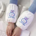 Manchons en peluche mignons pour femmes, protège-bras chauds d'hiver avec broderie douce. - Broderie Lapin Joues Roses / Version Moyenne / Blanc