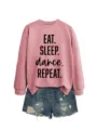 Casual roz poulover me strogygy laimo syndyasmeno me tzin shorts me stylato print text. - S / Tops / Ροζ χρυσό
