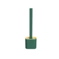 Grüne und gelbe Silikon-Toilettenbürste mit Halterung, wandmontiertes Badezimmer-Reinigungsset. - Einfaches Grün