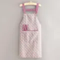 Delantal de lona fresco para cocina, elegante estampado geométrico con bolsillo frontal y tirantes. - Delantal Tirantes Bolsillos Orejas Geométrico / Púrpura
