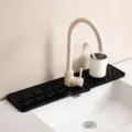 Tappetino paraschizzi in silicone nero esteso per rubinetto lavandino bagno 610x140mm - modello lungo / Nero