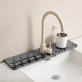 Tapis Égouttoir en Silicone pour Robinet d'Évier de Cuisine Plan de Travail Gris Foncé Long - Version Étendue / Gris foncé