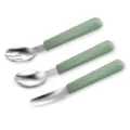 Green 316 stainless steel baby cutlery set with silicone handle, toddler training spoon fork. - Army Green