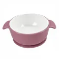 Cute ceramic silicone baby feeding bowl with dual handles and suction base in pink. - Ceramic & Silicone Bowl (Deep Pink)