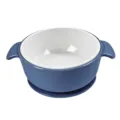 Baby ceramic bowl with silicone handle and suction base toddler feeding tableware blue - Ceramic & Silicone Bowl (Dark Blue)