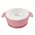 Süße rosa Keramik Babyfütterungsschüssel mit Doppelgriffen und Silikonboden für Kleinkinder. - Schale aus Keramik & Silikon (Rosa)