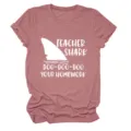 Dames Teacher Shark Korte Mouw T-Shirt Casual Leuke Grafische Ronde Hals Top Mode - S / Tops / Rozegoud (Wit Lettertype)