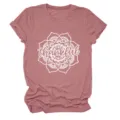 Women casual round neck short sleeve t-shirt with thankful floral print vintage top - S / Tops / Rose Gold