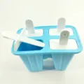 Robuste Silikon Eis am Stiel Form DIY hausgemachte Eismaschine 4 Hohlräumen mit Stielen - 4 Gitter / Blau