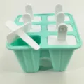 Silicone ice cream mold mint green DIY popsicle maker with sticks for kids home use - 6 Grids / Green