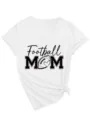 Γυναικείο t-shirt football mom V-neck κοντομάνικο casual γραφικό τοπ με κόμπο στο πλάι. - S / Tops / Λευκό