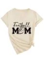 Γυναικείο casual t-shirt με V-neck και κοντό μανίκι με τύπωμα football mom. - S / Tops / Χρώμα της Άμμου