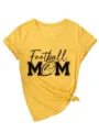 Γυναικείο κίτρινο T-shirt V-neck κοντομάνικο με σχέδιο football mom casual τοπ - S / Tops / Κίτρινο