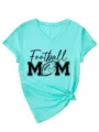 Γυναικείο Φούτμπολ Μαμά V-Neck Κοντομάνικο T-Shirt Casual Αθλητικό Top Μόδα Στιλ - S / Tops / Βαθύ Μπλε του Νερού