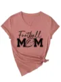 Γυναικείο Casual T-Shirt Football Mama V-Neck Κοντομάνικο με Κόμπο Μπλούζα Top Style - S / Tops / Ροζ χρυσό