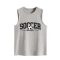 Camiseta sin mangas gris casual para mujer con estampado Soccer Mom, chaleco holgado de verano. - Tops / Gris claro / S