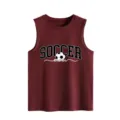 Camiseta sin mangas burdeos para mujer casual con estampado gráfico de mamá de fútbol. - Tops / Burdeos / S