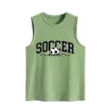 Debardeur d'ete sans manches decontracte vert pour femme avec imprime graphique de foot. - Vert olive