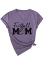 Γυναικείο Fashion Football Μητέρα V-Neck Κοντό Μανίκι T-Shirt Casual Sport Μωβ Top - S / Tops / Μωβ