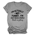 Casual grey graphic short sleeve t-shirt, comfortable cotton material for everyday casual wear. - S / Tops / Dark Gray (Black Font)