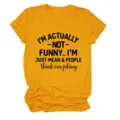 Women's casual short sleeve t-shirt with funny slogan print, comfortable cotton top. - S / Tops / Mustard Yellow (Black Text)