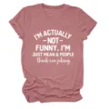 Casual women's short sleeve t-shirt with funny letter print, comfortable round neck top. - S / Tops / Rose Gold