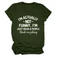 Women army green short sleeve t-shirt with funny quote casual summer round neck top - S / Tops / Wine Red (White Font)