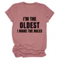 Vrouwen grappige quote korte mouw t-shirt casual ronde hals top dagelijkse kleding - S / Tops / Rozegoud (Zwart Lettertype)