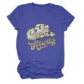 Women's Blue Heather Short Sleeve T-Shirt Casual Cowboy Hat Howdy Graphic Tee Top - S / Tops / Vintage Blue