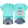 Donna estate casual scollo a V t-shirt manica corta stampata con pantaloncini jeans. - Taglia S / Top / blu profondo