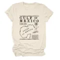 Vintage Golf van Mexico print casual dames korte mouw ronde hals t-shirt top - S / Tops / Zandkleur