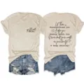 Λεπτομερής όψη casual γυναικείου t-shirt κοντού μανικιού με στάμπα γραμμάτων τοπ. - S / Tops / Χρώμα της Άμμου