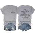 Γκρι γυναικείο κοντομάνικο t-shirt με εμπνευσμένο τυπωμένο σύνθημα και μπλε τζιν σορτς. - S / Tops / Ανοιχτό γκρι